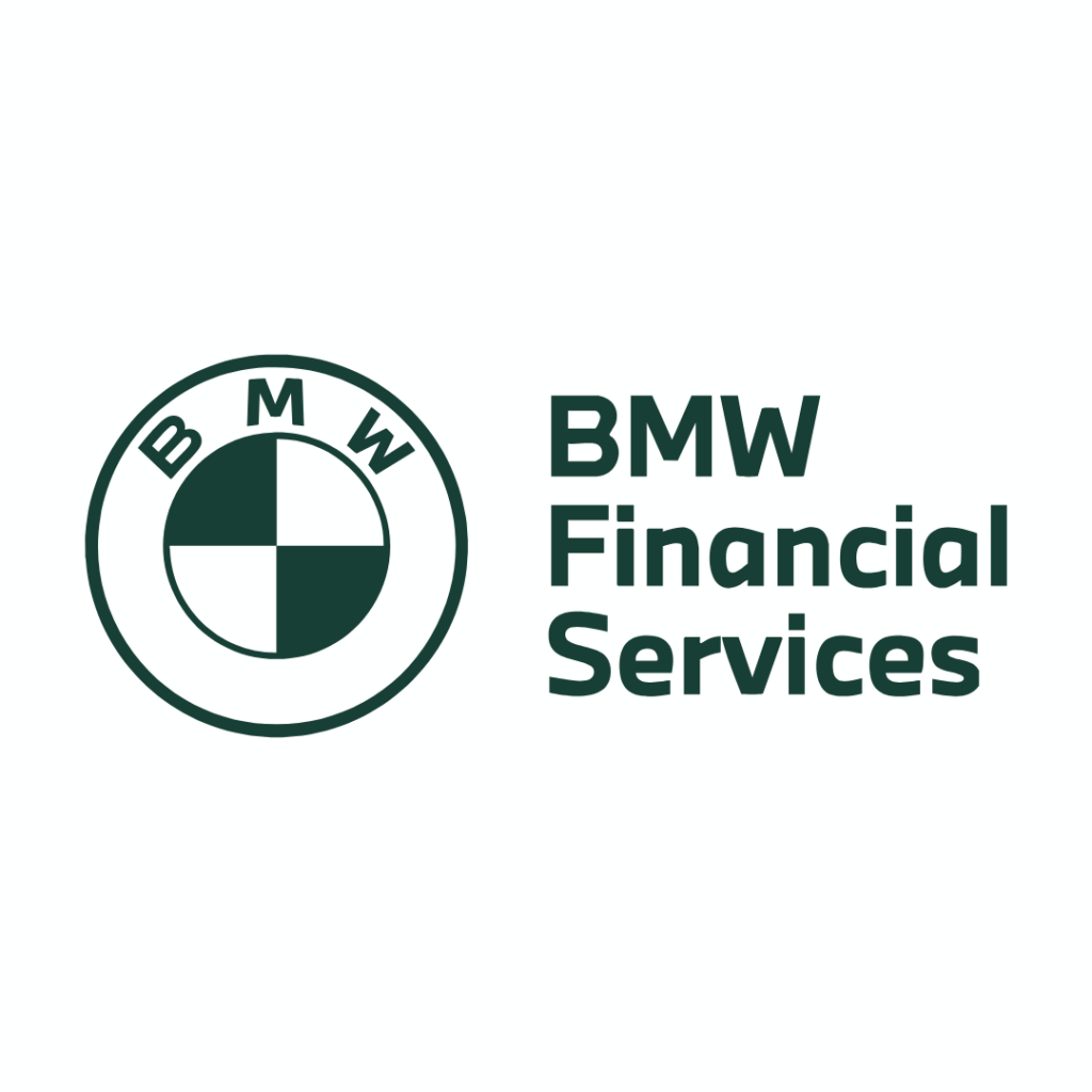 BMW Financial Services logo featuring a circular BMW emblem on the left and the company name in bold, uppercase letters on the right against a white background.