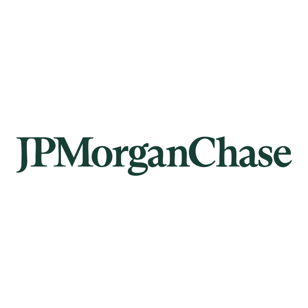 The JPMorgan Chase logo features the company name in dark green serif font on a white background.