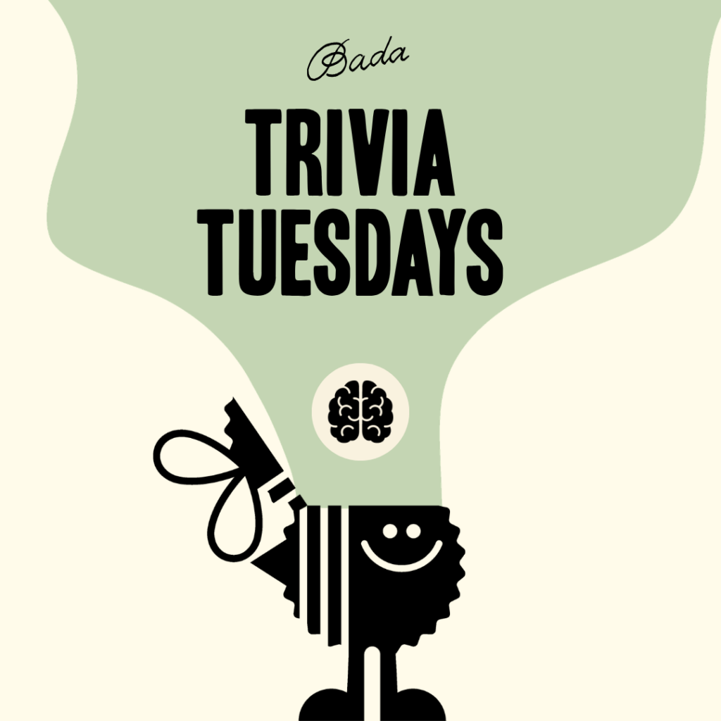 Thrive Companies, Smiling cartoon figure holding a question mark below bold text reading “Trivia Tuesdays” with a small brain icon above. Apartments in Columbus Ohio