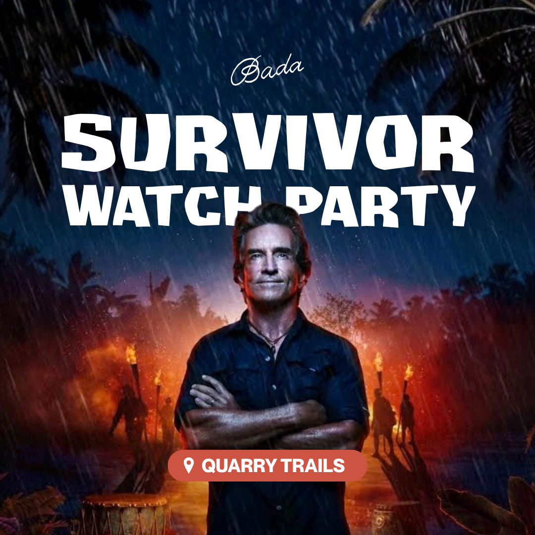 Thrive Companies, Poster for a Survivor watch party at Quarry Trails featuring host Jeff Probst. Apartments in Columbus Ohio