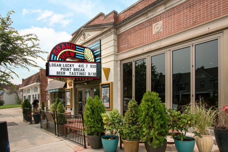 Grandview Theater marquee and storefronts on Grandview Avenue in Grandview Heights