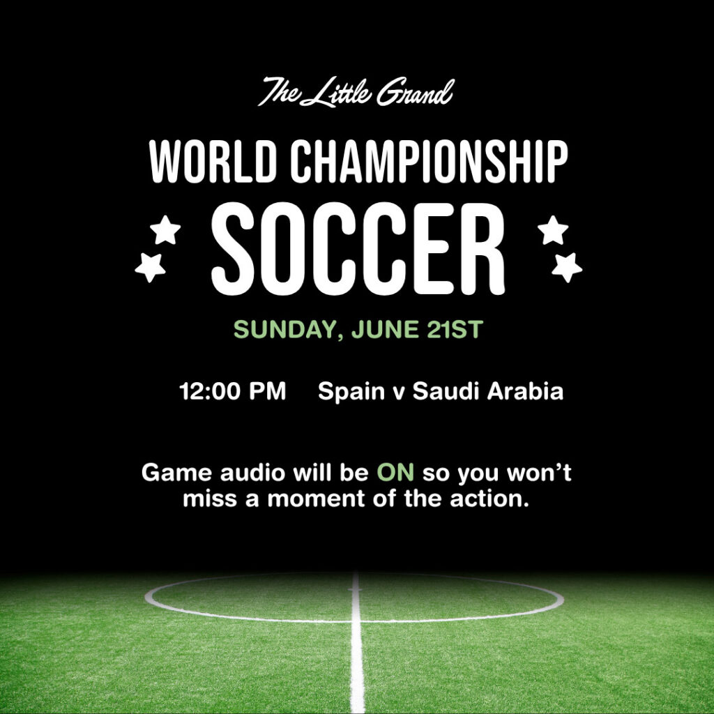 Thrive Companies, Event poster for a soccer world championship match: Spain vs Saudi Arabia, Sunday, June 21st, 12:00 PM, with game audio available. Apartments in Columbus Ohio
