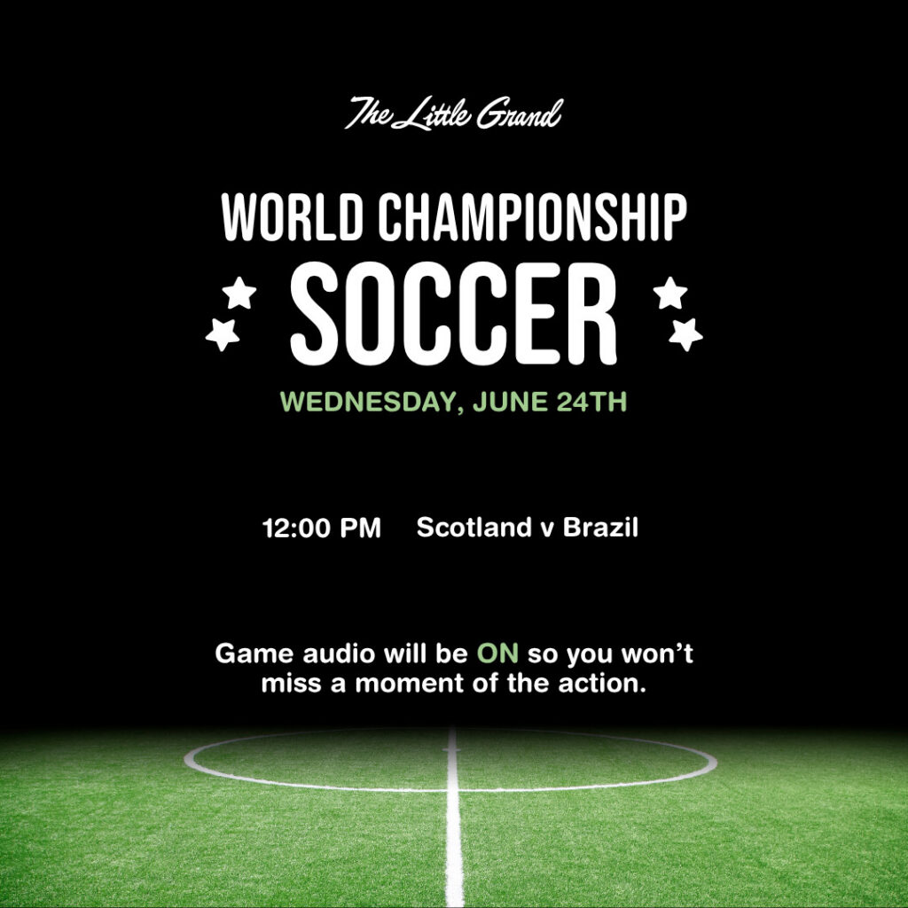 Thrive Companies, A promotional graphic for a World Championship Soccer match between Scotland and Brazil on Wednesday, June 24th at 12:00 PM, with game audio available. Apartments in Columbus Ohio