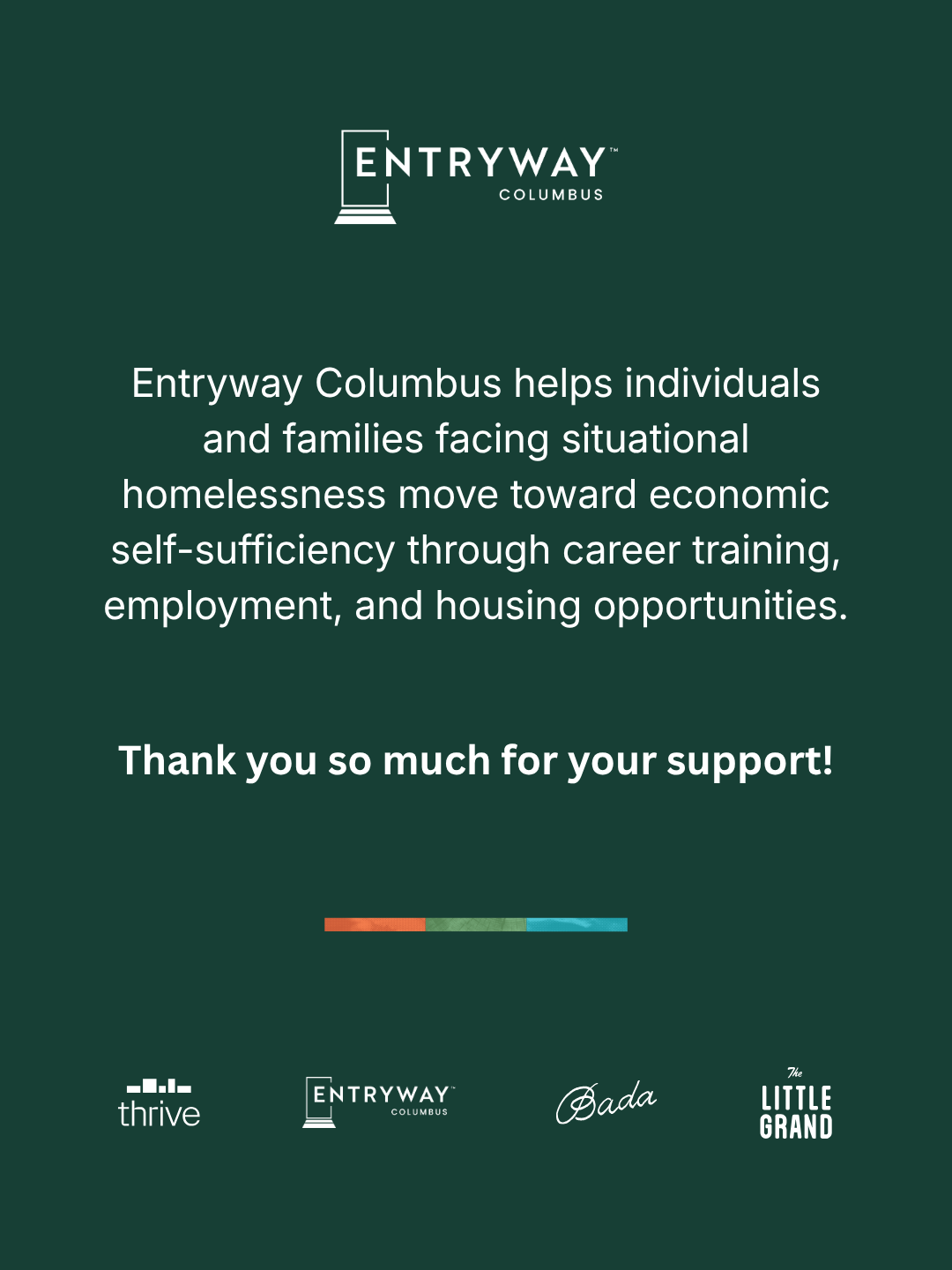 Campaign graphic thanking guests and partners for their support.