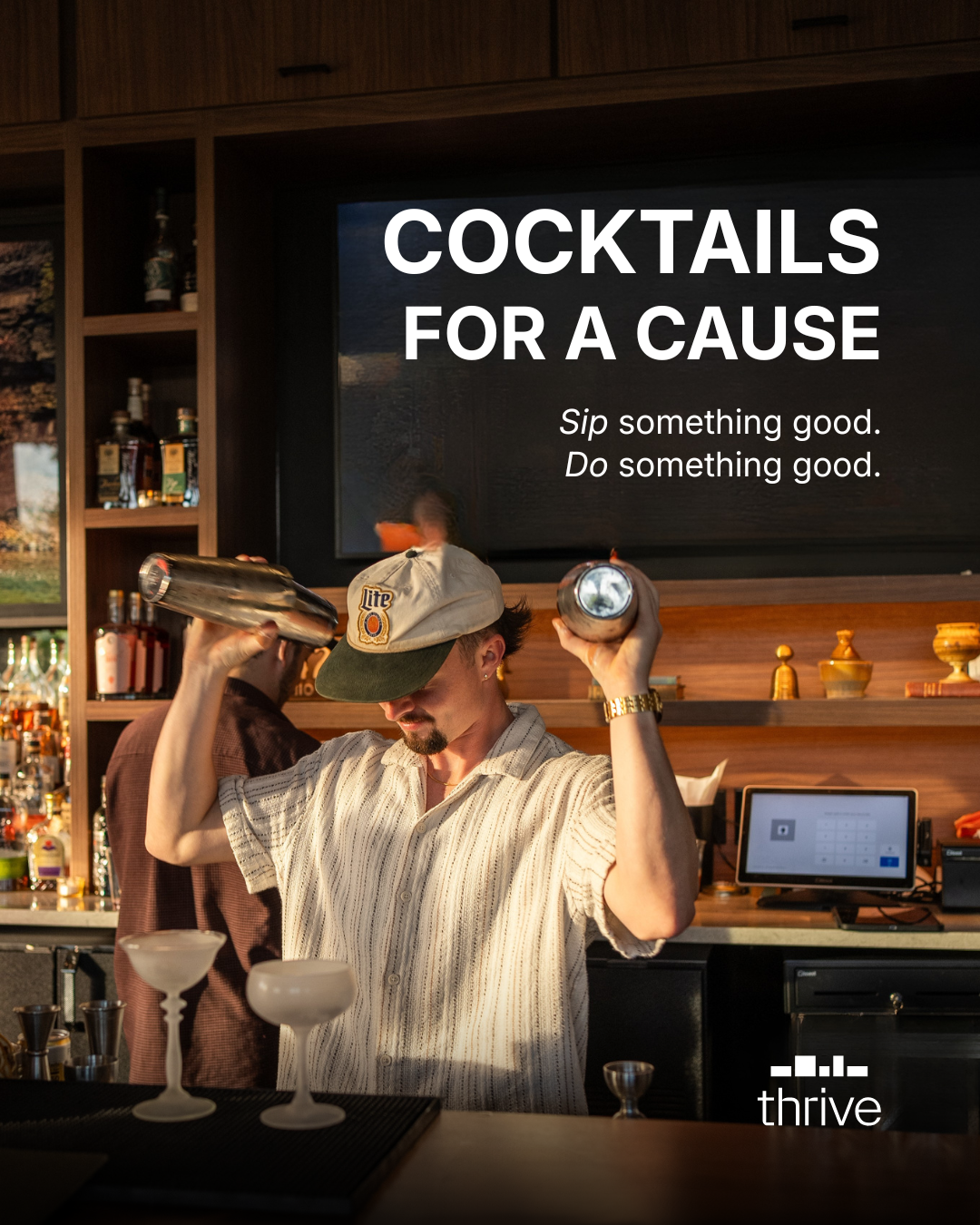 Campaign graphic explaining that $1 from every cocktail goes to Entryway Columbus.