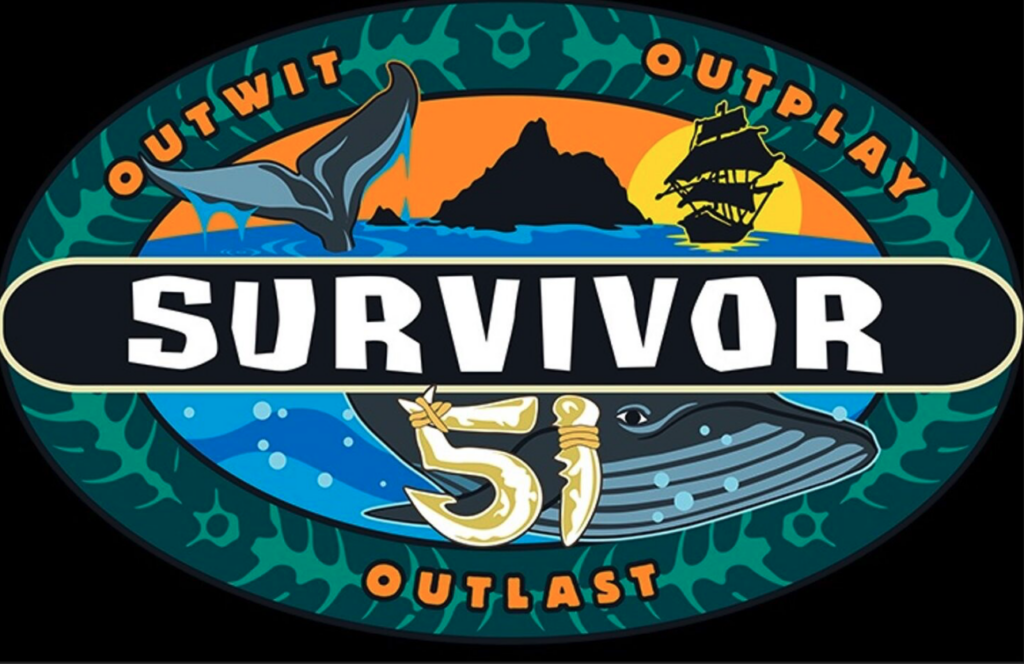 Thrive Companies, Survivor 41 logo featuring a whale, ship, island, and the words Outwit, Outplay, Outlast in an oval design—perfect for any Survivor Watch Party. Apartments in Columbus Ohio
